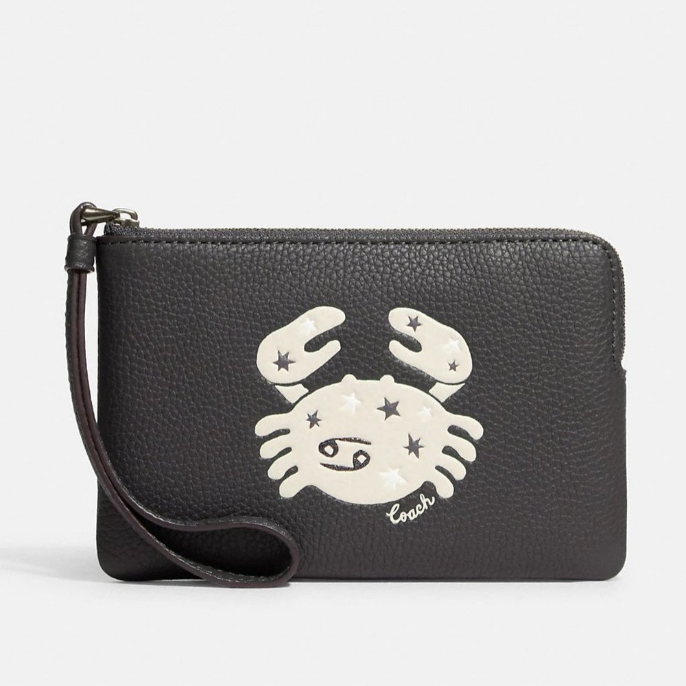 Coach Zodiac Cancer Corner Zip Wristlet